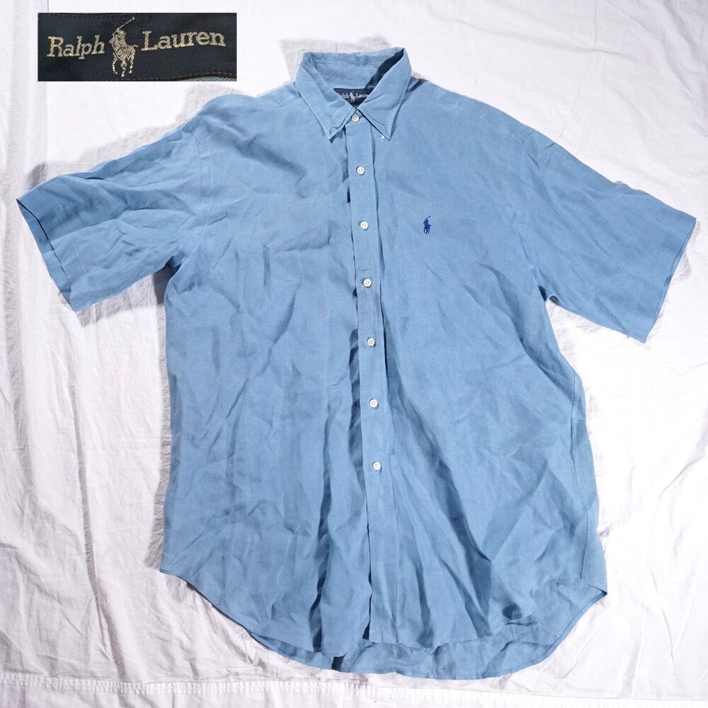 Ralph Lauren Blue Short-Sleeve Button-Down Shirt